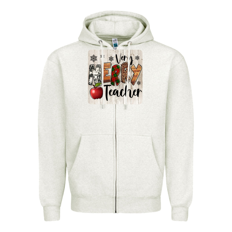 Very Merry Teacher Christmas Coaster Zipper Hoodie by Jasminsmagicworld | Teevron