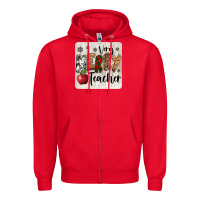Red very merry teacher christmas coaster Zipper Hoodie - Jasminsmagicworld