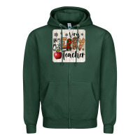 Sports Green very merry teacher christmas coaster Zipper Hoodie - Jasminsmagicworld