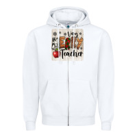White very merry teacher christmas coaster Zipper Hoodie - Jasminsmagicworld