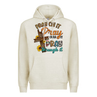 Oatmeal Heather pray on it pray over it pray through it Premium Hoodie - Artiststas