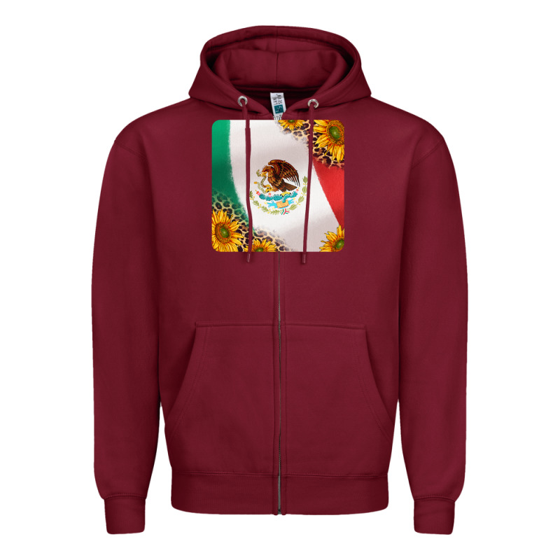 Mexican Flag Sunflowers And Leopard Coaster Zipper Hoodie by Jasminsmagicworld | Teevron