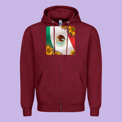 Mexican Flag Sunflowers And Leopard Coaster Zipper Hoodie Designed By Jasminsmagicworld