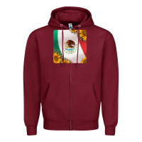 Burgundy mexican flag sunflowers and leopard coaster Zipper Hoodie - Jasminsmagicworld