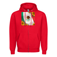Red mexican flag sunflowers and leopard coaster Zipper Hoodie - Jasminsmagicworld