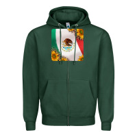 Sports Green mexican flag sunflowers and leopard coaster Zipper Hoodie - Jasminsmagicworld