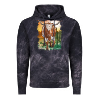 Cloud Black longhorn cow with desert background Vintage Hoodie - RanaPortraitStore