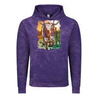 Cloud Purple longhorn cow with desert background Vintage Hoodie - RanaPortraitStore