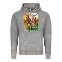 Cloud Rock longhorn cow with desert background Vintage Hoodie - RanaPortraitStore