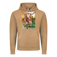 Vintage Camel longhorn cow with desert background Vintage Hoodie - RanaPortraitStore
