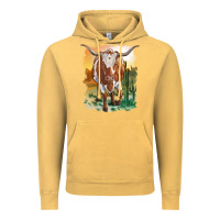Vintage Mustard longhorn cow with desert background Vintage Hoodie - RanaPortraitStore