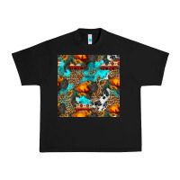 Black western sunset bison and sunflowers seamless pattern Urban Heavy Tee - HRA Design Shop
