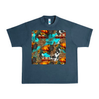 Midnight Navy western sunset bison and sunflowers seamless pattern Urban Heavy Tee - HRA Design Shop