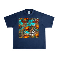 Navy western sunset bison and sunflowers seamless pattern Urban Heavy Tee - HRA Design Shop