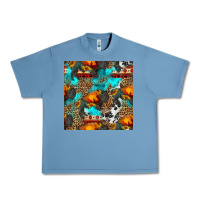Pebble Blue western sunset bison and sunflowers seamless pattern Urban Heavy Tee - HRA Design Shop