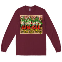 Burgundy GIN GLE Christmas gin bottles Long Sleeve Tee - AdoDesignShop