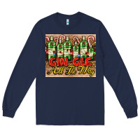 Navy GIN GLE Christmas gin bottles Long Sleeve Tee - AdoDesignShop