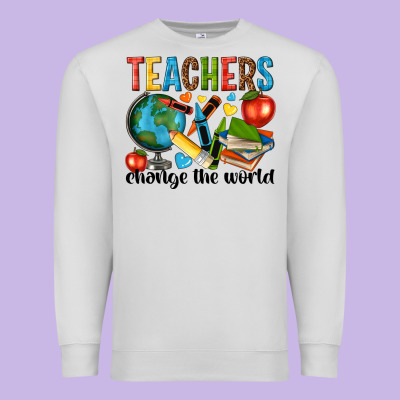 Teachers Change The World Premium Sweatshirt Designed By Nancycooperartshop