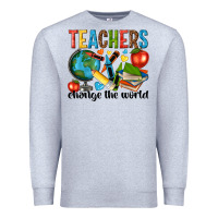 Heather Grey teachers change the world Premium Sweatshirt - NancyCooperArtShop
