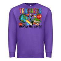 Purple teachers change the world Premium Sweatshirt - NancyCooperArtShop