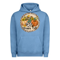 Pigment Pebble Blue Happy Fall Urban Hoodie - texasbilliewilder