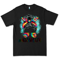 Black tie dye momlife messy bun Premium Tee - BarkalooDesign