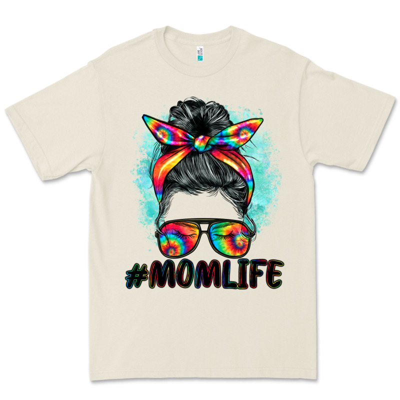 Tie Dye Momlife Messy Bun Premium Tee by BarkalooDesign | Teevron