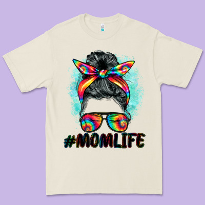 Tie Dye Momlife Messy Bun Premium Tee Designed By Barkaloodesign