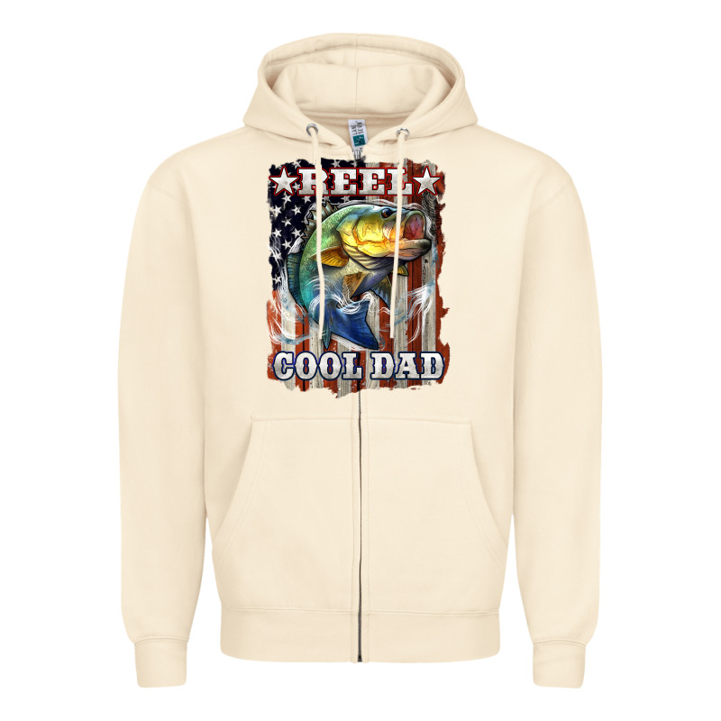 Reel Cool Dad Bass Zipper Hoodie by LillyAllenDesigns | Teevron