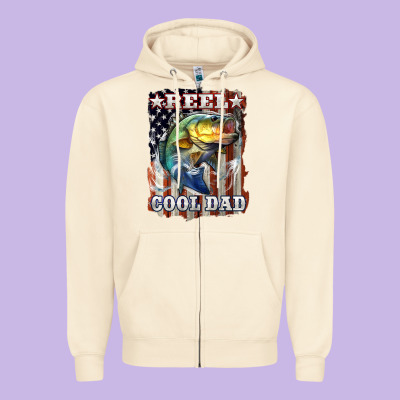 Reel Cool Dad Bass Zipper Hoodie Designed By Lillyallendesigns