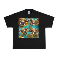 Black western sunflowers cow seamless pattern Urban Heavy Tee - HRA Design Shop