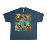 Midnight Navy western sunflowers cow seamless pattern Urban Heavy Tee - HRA Design Shop