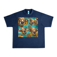 Navy western sunflowers cow seamless pattern Urban Heavy Tee - HRA Design Shop