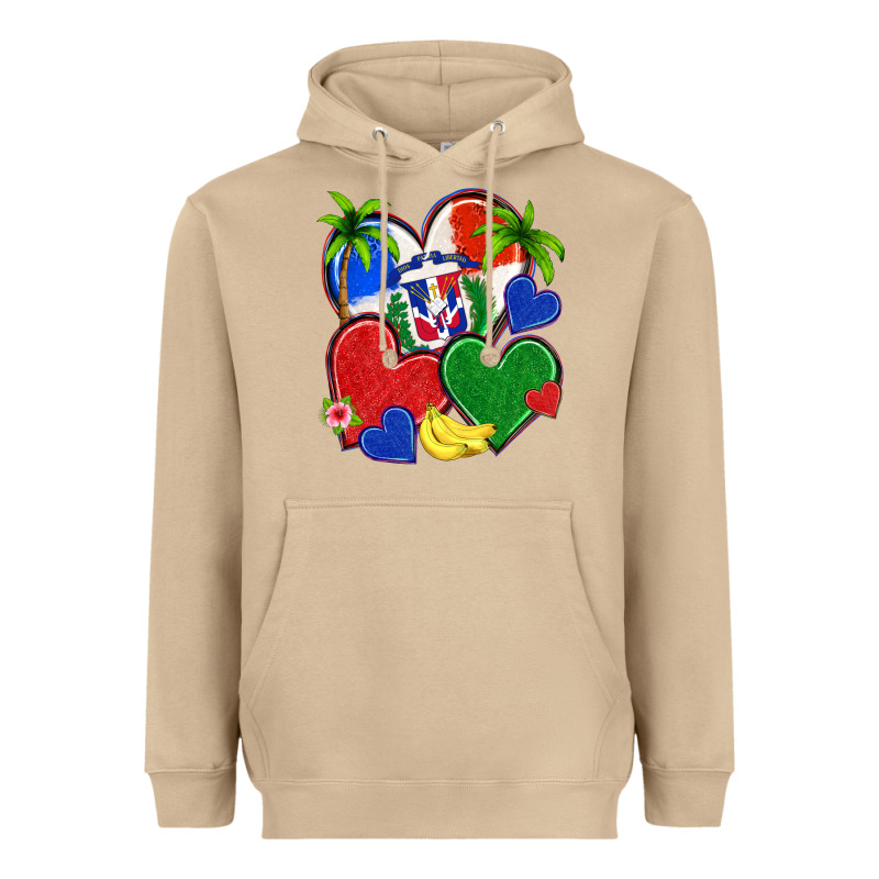 Dominican Repuclic Hearts Heavyweight Hoodie by NancyCooperArtShop | Teevron