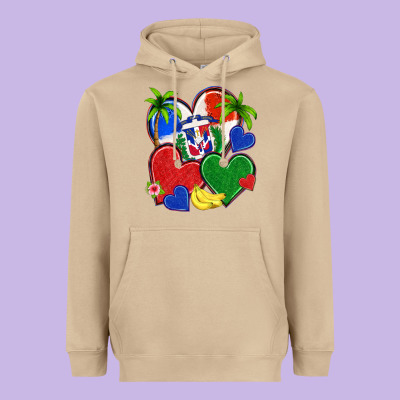 Dominican Repuclic Hearts Heavyweight Hoodie Designed By Nancycooperartshop