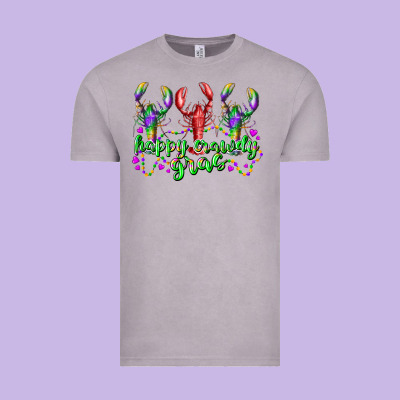 Happy Crawdy Gras Vintage Tee Designed By Racoondesign