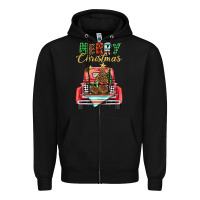 Black merry christmas truck Zipper Hoodie - BarkalooDesign