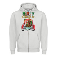 Dove Grey merry christmas truck Zipper Hoodie - BarkalooDesign