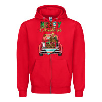 Red merry christmas truck Zipper Hoodie - BarkalooDesign