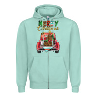 Seafoam merry christmas truck Zipper Hoodie - BarkalooDesign