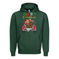 Sports Green merry christmas truck Zipper Hoodie - BarkalooDesign