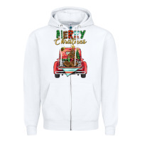 White merry christmas truck Zipper Hoodie - BarkalooDesign