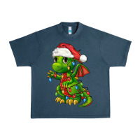 Midnight Navy Christmas Cute Dragon Urban Heavy Tee - FaDigitalArtStudio
