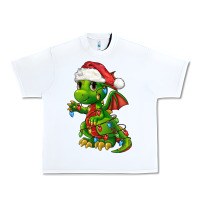 White Christmas Cute Dragon Urban Heavy Tee - FaDigitalArtStudio