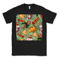 Black christmas hot chocolate and cookies seamless pattern Classic Tee - BundleAndBundleShop