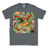 Charcoal Heather christmas hot chocolate and cookies seamless pattern Classic Tee - BundleAndBundleShop