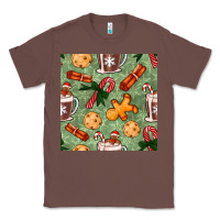 Chestnut christmas hot chocolate and cookies seamless pattern Classic Tee - BundleAndBundleShop