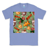 Colony Blue christmas hot chocolate and cookies seamless pattern Classic Tee - BundleAndBundleShop