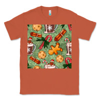 Copper christmas hot chocolate and cookies seamless pattern Classic Tee - BundleAndBundleShop