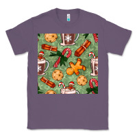 Lavender christmas hot chocolate and cookies seamless pattern Classic Tee - BundleAndBundleShop